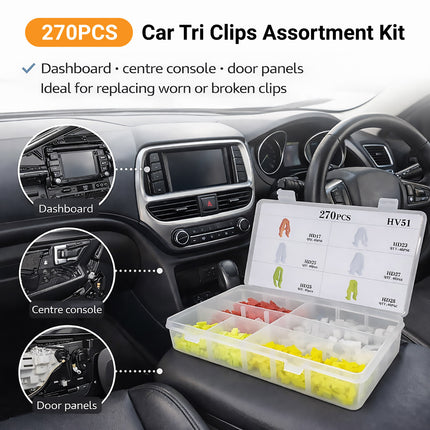 270Pcs U-Clip Car Panel Clips Auto Body Fasteners Boxed Set For Vehicle Trim