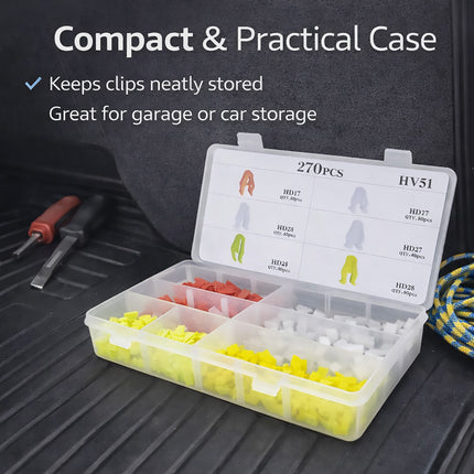 270Pcs U-Clip Car Panel Clips Auto Body Fasteners Boxed Set For Vehicle Trim