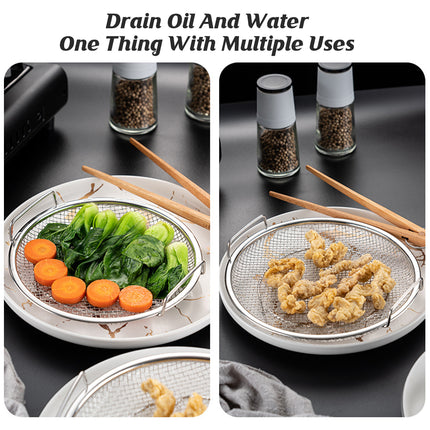 Stainless Steel Frying Skimmer Oil Drain Mesh Rack with Tray 22cm Heat Resistant