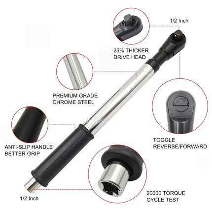 1/2 Inch 2 in 1 Multi Function Extended Ratchet Wrench Long Handle Garage Tool