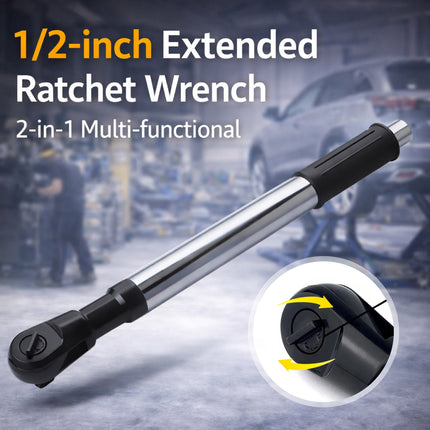 1/2 Inch 2 in 1 Multi Function Extended Ratchet Wrench Long Handle Garage Tool
