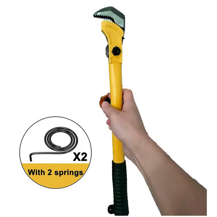 18 Inch Adjustable Pipe Wrench with 2 Springs Industrial Steel Jaw Pipe Tool