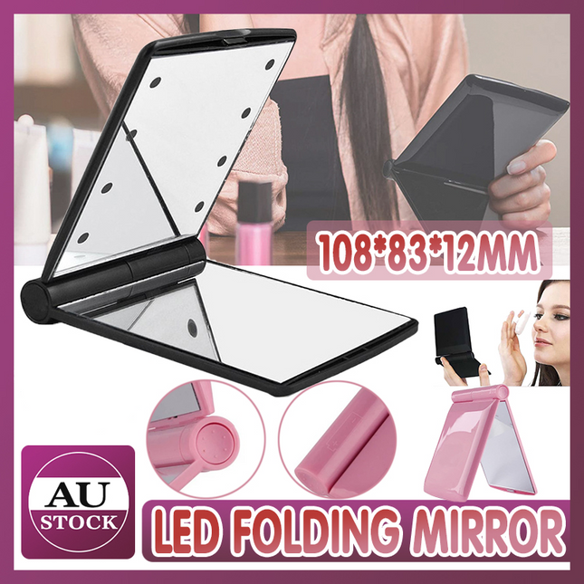 LED Folding Makeup Mirror Compact Portable Pocket Cosmetic Beauty Lighted