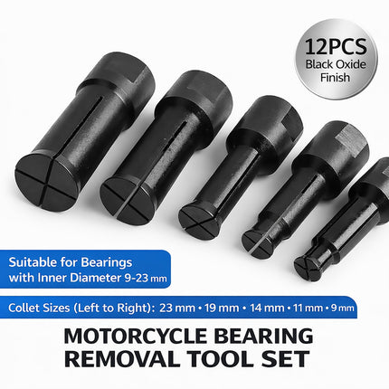 12Pcs Motorcycle Inner Bearing Puller Tool Kit Hub Steering Removal Bike Tools