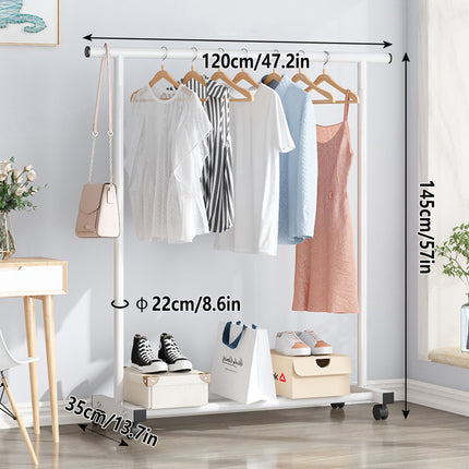 Portable Clothes Rack with Wheels Durable Iron Material for Enterway Bedroom Use