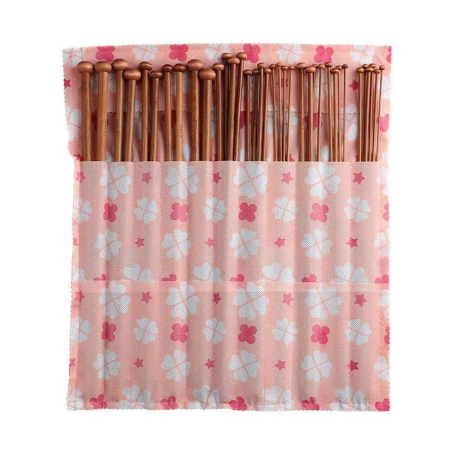 Bamboo Knitting Needles Set Case 18Sizes 36PCS 35cm For Crochet