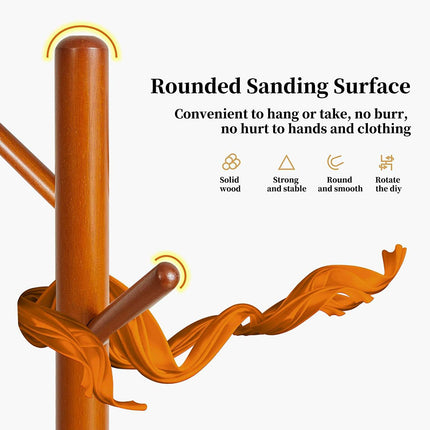 Coat Rack Hat Bag Stand Tree Clothes Hanger Umbrella Holder 8 Hooks Organizers