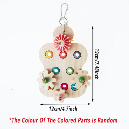 Wooden Parrot Toys Educational Interactive Chewing Nibbling Hanging Cage Toys
