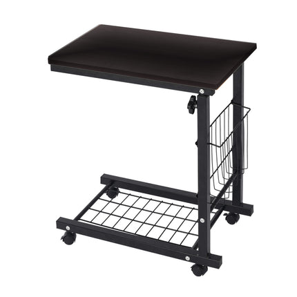 Mobile Side Table Adjustable Height Durable for Bedroom Living Room Home Use