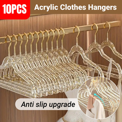 Clothes Hanger 10PCS Transparent Acrylic 40cm Clear Non Slip Drying Rack Closet