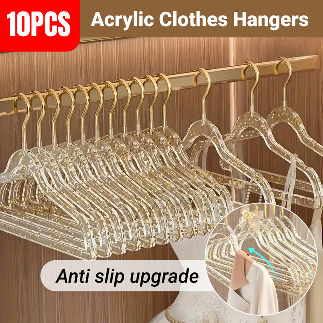 Clothes Hanger 10PCS Transparent Acrylic 40cm Clear Non Slip Drying Rack Closet
