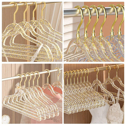 Clothes Hanger 10PCS Transparent Acrylic 40cm Clear Non Slip Drying Rack Closet