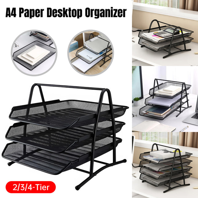 Desktop Organizer Sturdy Metal File Holder For Office Home Desk Space Saving
