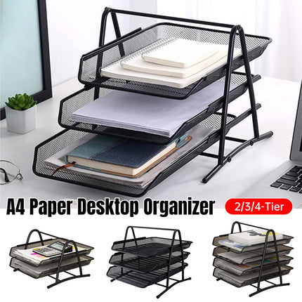 Desktop Organizer Sturdy Metal File Holder For Office Home Desk Space Saving