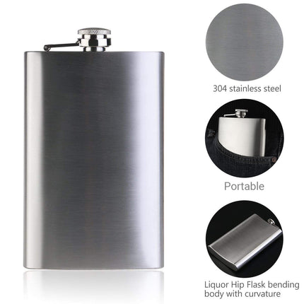 10/12oz Liquor Pocket Hip Flask Stainless Steel Whiskey Screw Cap Flagon Use