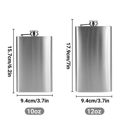 10/12oz Liquor Pocket Hip Flask Stainless Steel Whiskey Screw Cap Flagon Use
