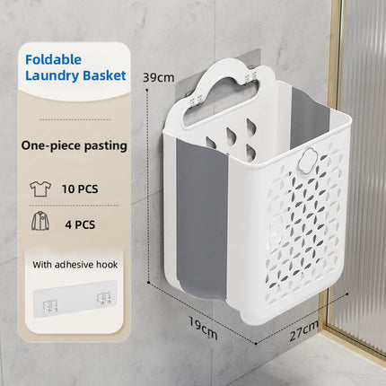 Household Foldable Dirty Clothes Basket Wall Mounted for Bathroom Storage