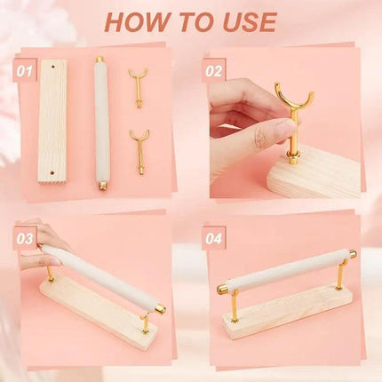 Simple Wooden Jewellery Organizer Rack Ring Display Stand for Rings Earrings
