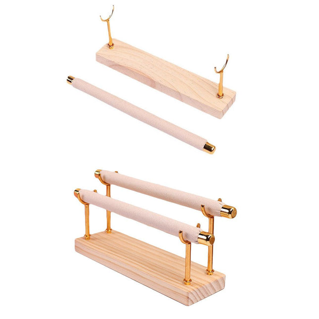 Simple Wooden Jewellery Organizer Rack Ring Display Stand for Rings Earrings