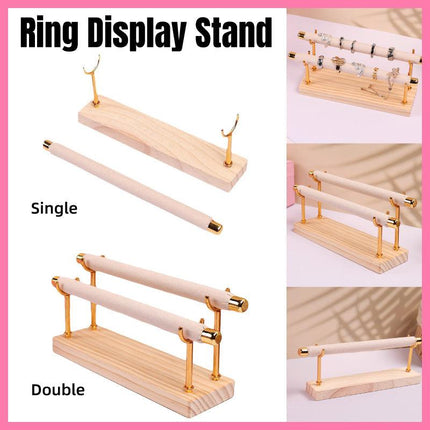 Simple Wooden Jewellery Organizer Rack Ring Display Stand for Rings Earrings
