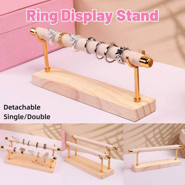 Simple Wooden Jewellery Organizer Rack Ring Display Stand for Rings Earrings