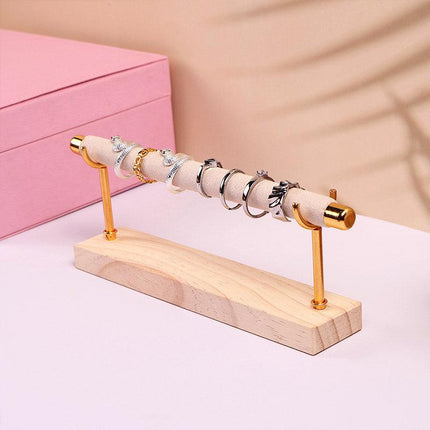 Simple Wooden Jewellery Organizer Rack Ring Display Stand for Rings Earrings