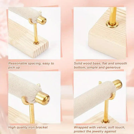 Simple Wooden Jewellery Organizer Rack Ring Display Stand for Rings Earrings