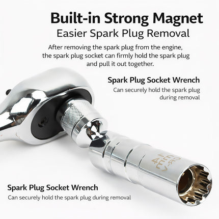 5Pcs Extended Spark Plug Socket Wrench Set 3/8In Drive Deep Swivel Socket Tool
