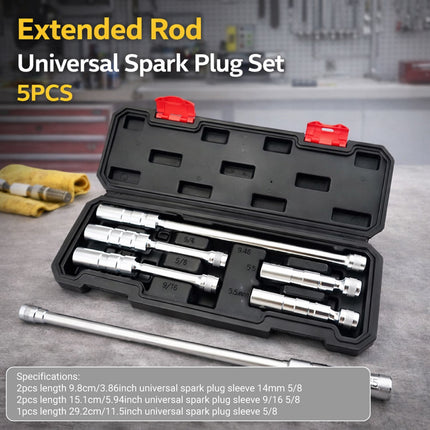 5Pcs Extended Spark Plug Socket Wrench Set 3/8In Drive Deep Swivel Socket Tool