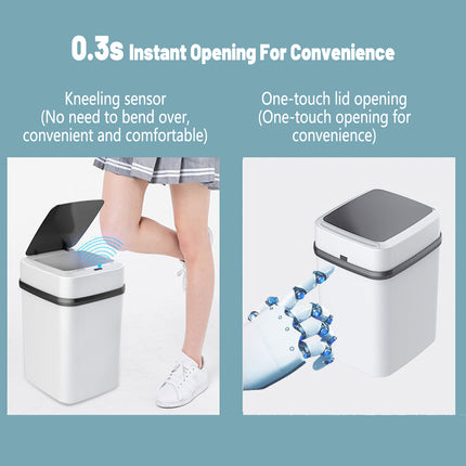 Automatic Sensor Trash Bin 12L Motion Kitchen Rubbish Can Touchless White