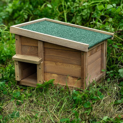 Outdoor Wooden Hedgehog House with Felt Roof - Garden Small Animal Shelter