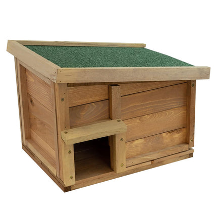 Outdoor Wooden Hedgehog House with Felt Roof - Garden Small Animal Shelter