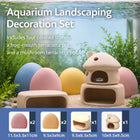 Ceramic Fish Tank Hideout Set - Mushroom House, Cave Pot & 4 Hide Stones