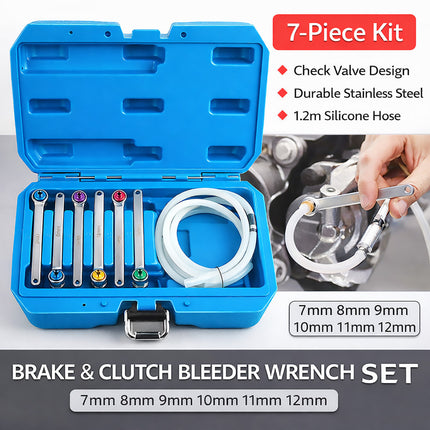 7Pcs Brake Clutch Bleeder Valve Wrench Set Hydraulic Oil Drain Tool Brake Tool