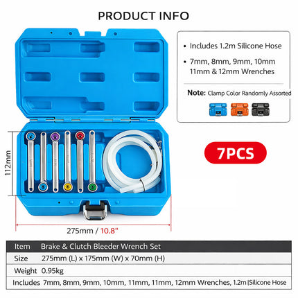 7Pcs Brake Clutch Bleeder Valve Wrench Set Hydraulic Oil Drain Tool Brake Tool