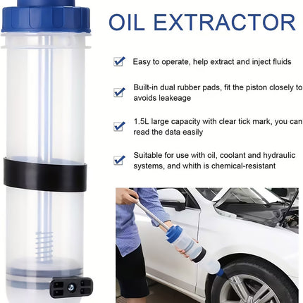 1500cc Manual Oil Extractor Pump Car Fluid Transfer Injector Syringe Tool