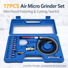 17-Piece Pneumatic Micro Grinder Pen Set Air Polishing Engraving Rotary Tool