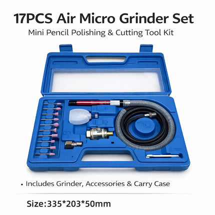 17-Piece Pneumatic Micro Grinder Pen Set Air Polishing Engraving Rotary Tool