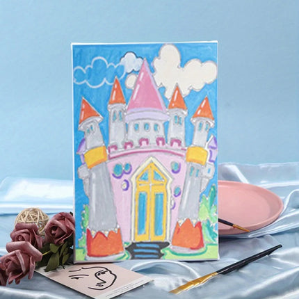 Mini Painting Easel Set DIY Art Kit with Small Canvas Frame Brush and Drawing Board