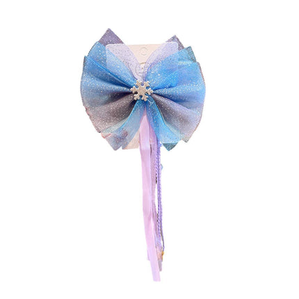 Girls Snowflake Hair Clip Tulle Veil Bow Barrettes Christmas Hairband Gift Party - Aimall