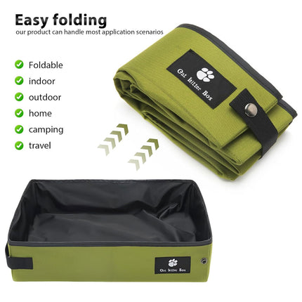 Portable Cat Litter Box Foldable Green Travel Toilet for Car Outdoor Pet Use