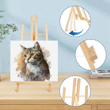 Mini Easel Set 4PCS Wooden Desktop Tripod Easels for Small-Scale Painting Display
