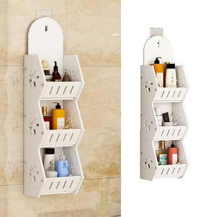 Bathroom Wall Mounted Multi Layer No Drill Storage Shelf Bathroom Organizing
