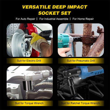 10pcs 8-24mm Impact Socket Set Metric Imperial Drive Air Garage Deep