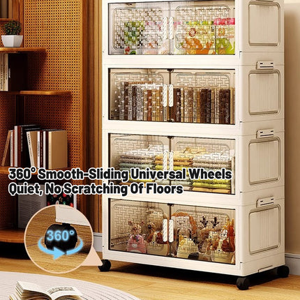 Plastic Multi Layer Foldable Storage Cabinet 5-Tier Dustproof Space Saving