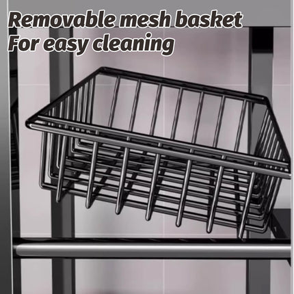 4 Tier Moveable Kitchen Storage Rack with Wheels Stable Structure Space Saving