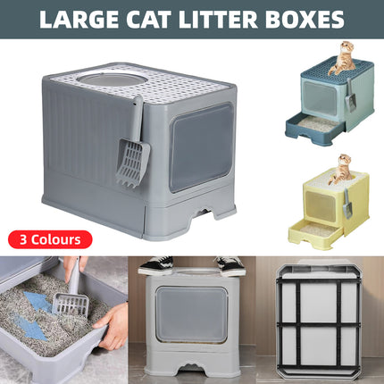 Large Fully Enclosed Cat Litter Box Cat Toilet Pet Litter Tray Odor Control