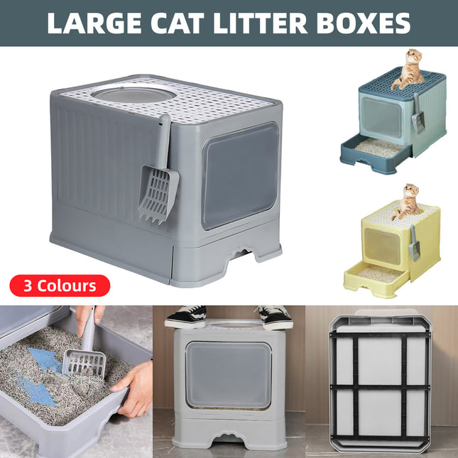 Large Fully Enclosed Cat Litter Box Cat Toilet Pet Litter Tray Odor Control