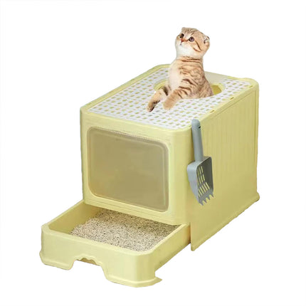 Large Fully Enclosed Cat Litter Box Cat Toilet Pet Litter Tray Odor Control