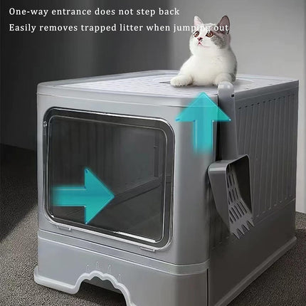 Large Fully Enclosed Cat Litter Box Cat Toilet Pet Litter Tray Odor Control
